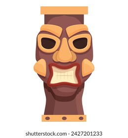 Tiki mask totem icon cartoon vector. Statue mask. Shaman indian tribal