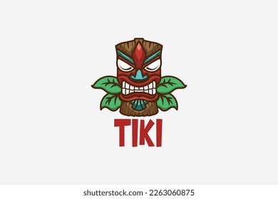 Tiki Mask Vector Illustration logo for Your Polynesian-Themed Design