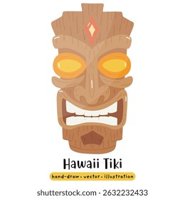 Tiki mask wooden Hawaiian Tribal cartoon vector illustration