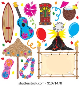 Tiki party elements great for a Hawaiian party!  Individually grouped