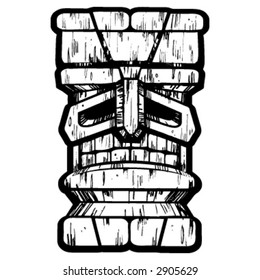 Tiki Pen & Ink Drawing
