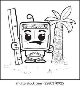Tiki Polynesian Coloring Page For Kids
