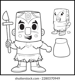 Tiki Polynesian Coloring Page For Kids