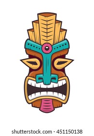 Tiki, Polynesian mask vector illustration isolated on white