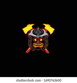 tiki samurai vector illustration logo