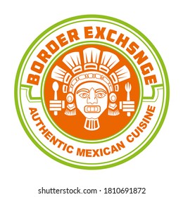 Tiki statue medal logo cartoon in vector