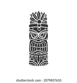 Tiki Token Icon Silhouette Illustration. Hawaiian Vector Graphic Pictogram Symbol Clip Art. Doodle Sketch Black Sign.