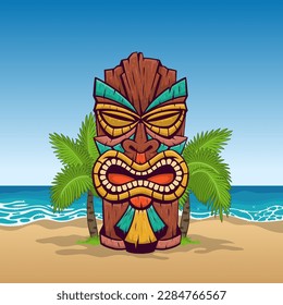 Tiki Traditional Pacific Mask at the Beach