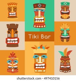 Tiki Tribal Mask : Hawaiian Elements : Vector Illustration 