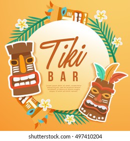 Tiki Tribal Mask : Hawaiian Elements : Vector Illustration 