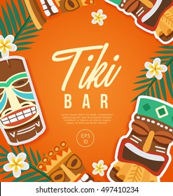 Tiki Tribal Mask : Hawaiian Elements : Vector Illustration 