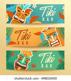 Tiki Tribal Mask : Hawaiian Elements : Vector Illustration 