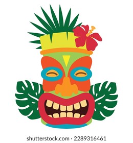 Tiki tribal mask vector cartoon illustration 