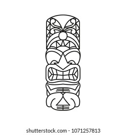 Tiki Tribal Totem head. Traditional Totem icon, North America culture Element, vector illustration