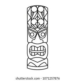 Tiki Tribal Totem head. Traditional Totem icon, Hawaiian culture Element, vector illustration