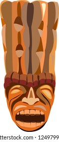 Tiki tribal wooden, color mask. Hawaiian, Polynesian idols, deities. Vector illustration.
