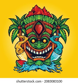 Tiki Tropical Cocktail Drinks Classic Vector illustrations for your work Logo, mascot merchandise t-shirt, stickers and Label designs, poster, greeting cards advertising business company or brands.