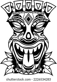 TIKI VECTOR ARTWORK BLACK AND WHITE