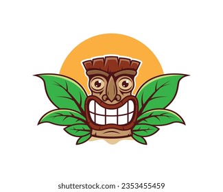Tiki vector. Hawaiian tiki mask vector design