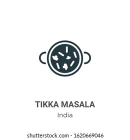 Tikka masala glyph icon vector on white background. Flat vector tikka masala icon symbol sign from modern india collection for mobile concept and web apps design.