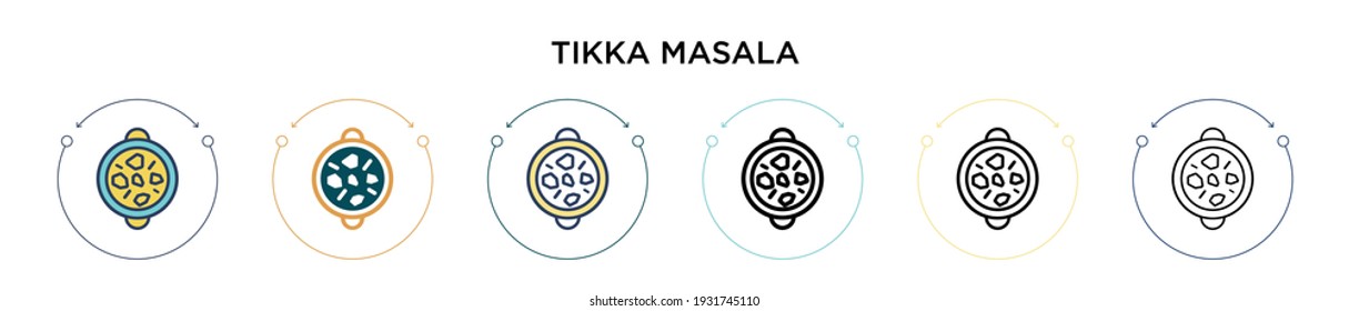 Tikka masala icon in filled, thin line, outline and stroke style. Vector illustration of two colored and black tikka masala vector icons designs can be used for mobile, ui, web