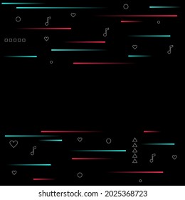 TikTok Service, Tiktok Party Background, TikTok Social Media. Abstract Bright Background Vector Illustration. Blue Red Vector Black Background. Music Party Design