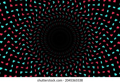 TikTok Service, Tiktok Party Background, TikTok Social Media. Abstract Bright Background Vector Illustration. Blue Red Vector Black Background. Music Party Design