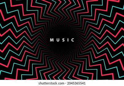 TikTok Service, Tiktok Party Background, TikTok Social Media. Abstract Bright Background Vector Illustration. Blue Red Vector Black Background. Music Party Design