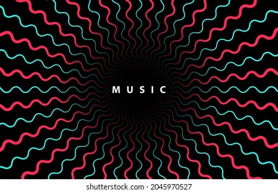 TikTok Service, Tiktok Party Background, TikTok Social Media. Abstract Bright Background Vector Illustration. Blue Red Vector Black Background. Music Party Design