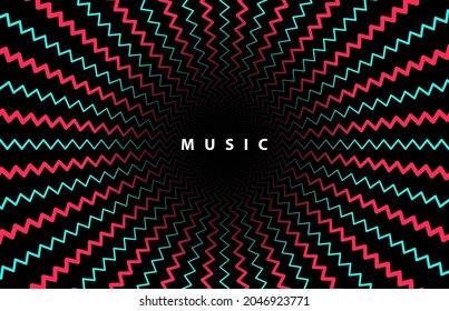 TikTok Service, Tiktok Party Background, TikTok Social Media. Abstract Bright Background Vector Illustration. Blue Red Vector Black Background. Music Party Design