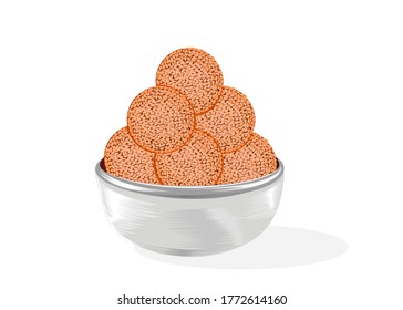 Til Laddu Indian Sweets or Mithai Food Vector