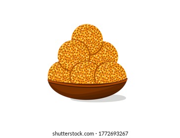 Til Laddu Indian Sweets or Mithai Food Vector