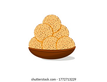 Til Laddu Indian Sweets or Mithai Food Vector