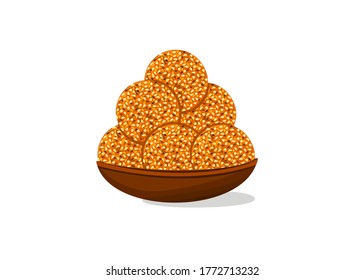 Til Laddu Indian Sweets or Mithai Food Vector