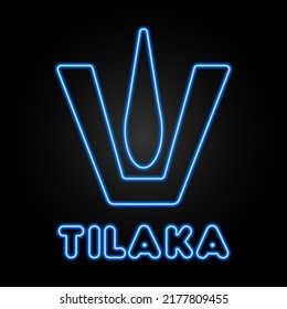 Tilaka neon sign, modern glowing banner design, colorful modern design trends on black background. Vector illustration.