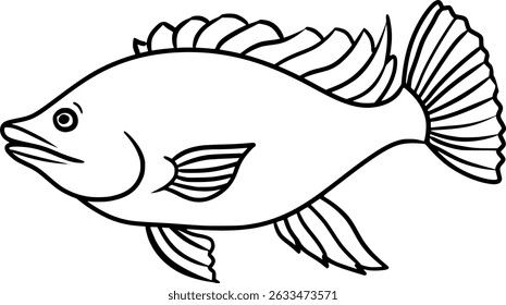 Ilustración de dibujo de contorno de Vector de tilapia