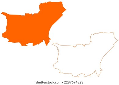 Tilburg city and municipality (Kingdom of the Netherlands, Holland, North Brabant or Noord-Brabant province) map vector illustration, scribble sketch map