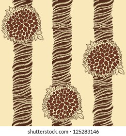 Tile able coffee tree with cofee beans graphically pattern for background