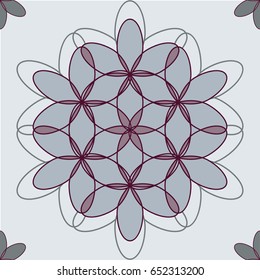 Tile with abstract oriental colorful pattern 15