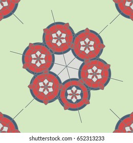 Tile with abstract oriental colorful pattern 7