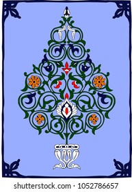 tile arabic flower blue