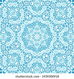 Tile azulejos mosaic seamless pattern, oriental ethnic patchwork, tribal mandala design, portuguese tile ornament. Ceramic azulejos seamless template. Beautiful colored pattern. Portuguese style.