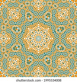 Tile azulejos mosaic seamless pattern, oriental ethnic patchwork, tribal mandala design, portuguese tile ornament. Ceramic azulejos seamless template. Beautiful colored pattern. Portuguese style.