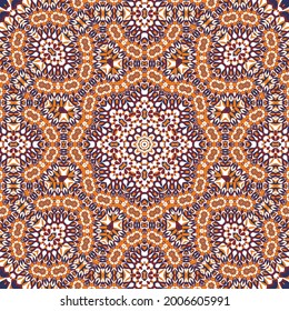 Tile azulejos mosaico sin costuras, mosaico oriental étnico, diseño tribal mandala, adorno de azulejos portugueses. Plantilla sin soldadura de azulejos de cerámica. Hermoso patrón de colores. Estilo portugués.