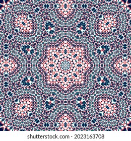 Tile azulejos mosaic seamless pattern, oriental ethnic patchwork, tribal mandala design, portuguese tile ornament. Ceramic azulejos seamless template. Beautiful colored pattern. Portuguese style.