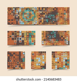 Tile background. Abstract block pattern. Bath texture. Square tiles. Multi colored. Flat lay background.