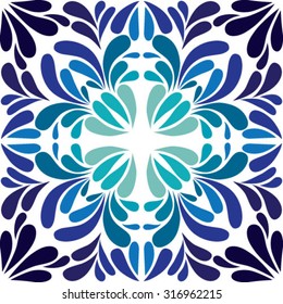  Tile background, blue, white,Arabic,majolica pattern.