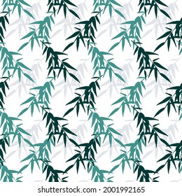 Tile Background Pattern with Vector Silhouette Bamboo Leaves Drawing can be use for background and apparel design