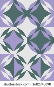 Tile background with purple, green and gray geometric mosaic pattern