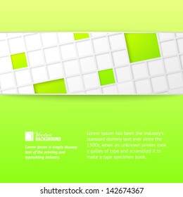 Tile banner over green backdrop. Vector illustration.